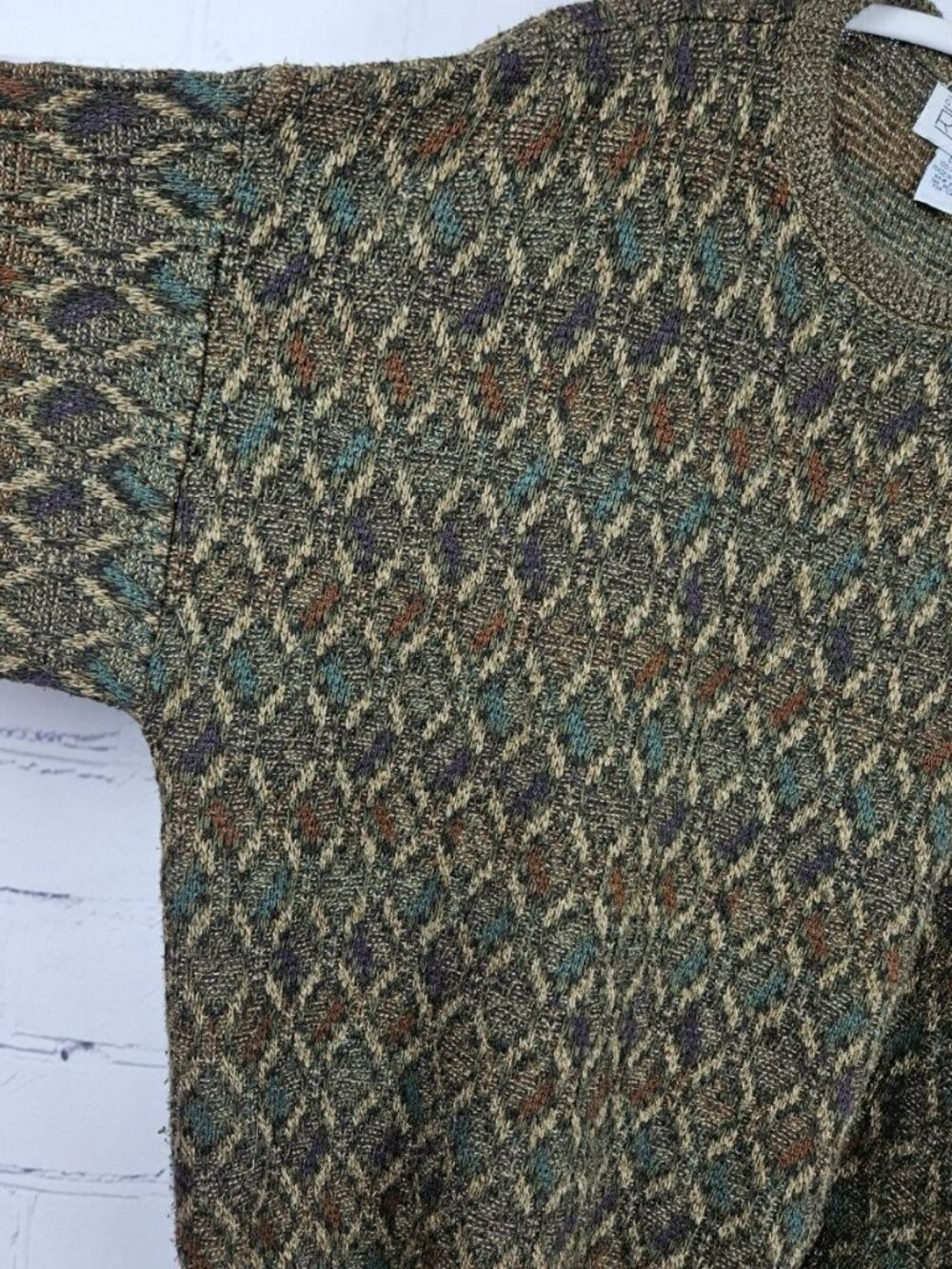 Gianfranco Ruffini Italy Large Multicolor Acrylic Sweater Mens Brown Y2K Style - Picture 6 of 11